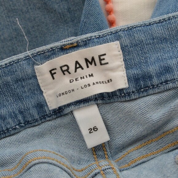 Frame Le Crop Mini Boot Flare Raw Hem Light Wash Jeans Sz 26 - Picture 5 of 11